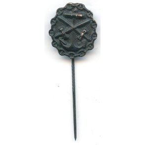 German WW1 Wound badge in black - Naval version -1914 - Stickpin