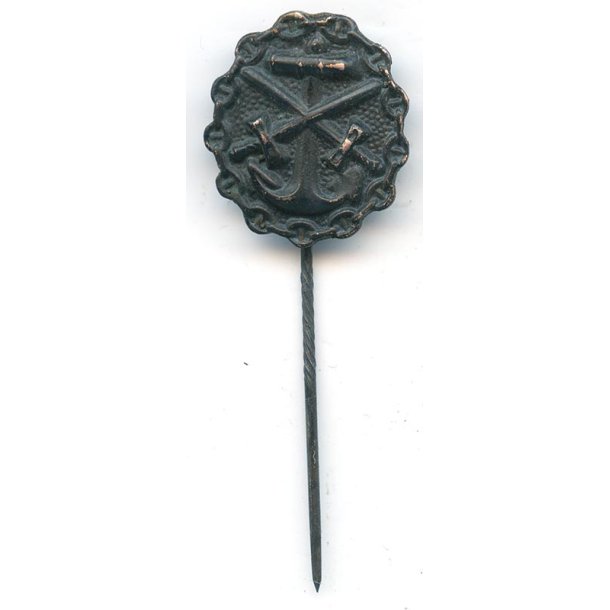 German WW1 Wound badge in black - Naval version -1914 - Stickpin
