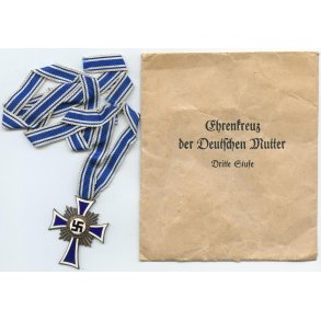 German WW2 Mother's Cross in Bronze with bag of issue 'Grossmann & Co'