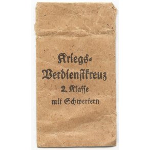 German WW2 War merit cross with swords bag of issue '11' 'Grossmann & CO'