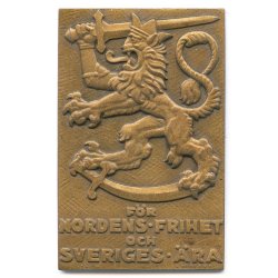 Finnish WWII Swedish Volunteer Corps Bronze Plaque (Svenska Frivilligk�ren 1939�1940)