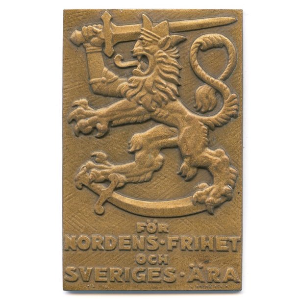 Finnish WWII Swedish Volunteer Corps Bronze Plaque (Svenska Frivilligk�ren 1939�1940)