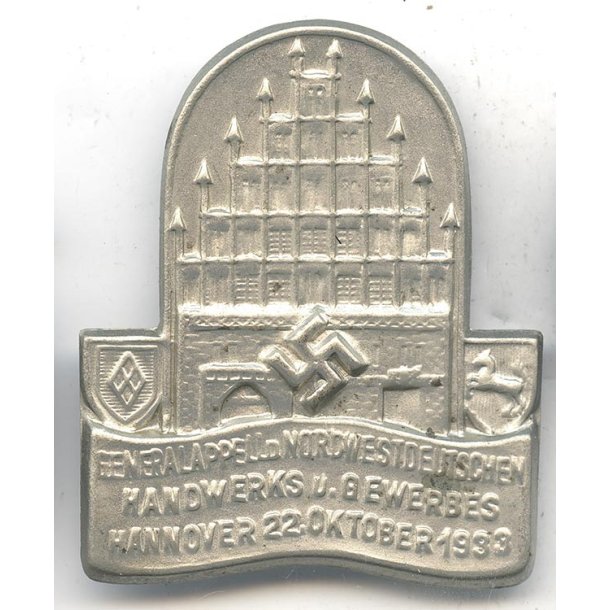 German WW2 Generalappell d. nordwestdeutschen Handwerks u. Gewerbes Hannover 1933 Day Badge