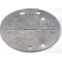 German WW2 Army Aluminum Dog Tag � 1. Sch�tzen-Ersatz-Komp 74