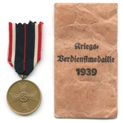German WW2 War merit medal with bag of issue 'Walter Henlein'
