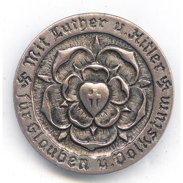 German WW2 Mit Luther und Hitler f�r Glauben und Volkstum 1933 Badge