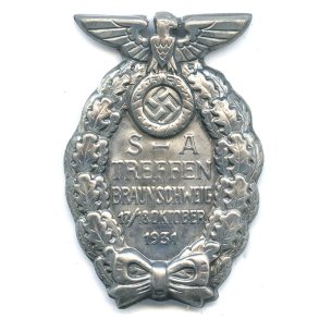 German WW2 SA Treffen Braunschweig 17./18. Oktober 1931 badge