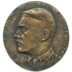 German WW2 early A-H Reichskanzler wall plaque in bronze