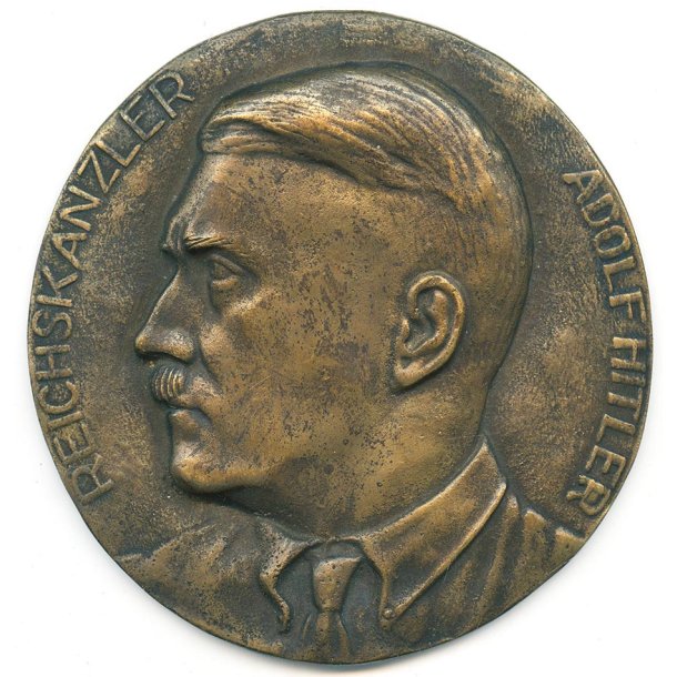 German WW2 early A-H Reichskanzler wall plaque in bronze