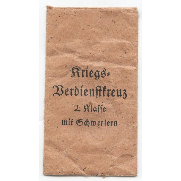 German WW2 War merit cross with swords bag of issue '65' 'Klein &amp; Quenzer, Oberstein'