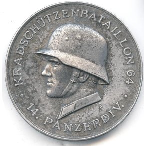 German WW2 Stalingrad Kradsch�tzenbataillon 64. 14. Panzer division medal