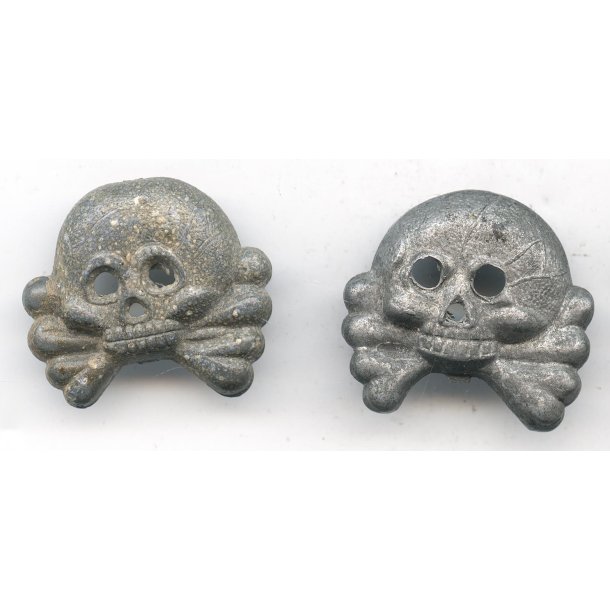 German WW2 Panzer collar tab skulls/totenkopf (Uniform removed)