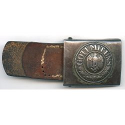 German WW2 Army EM/NCO's combat belt buckle with leather tab