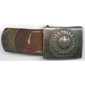 German WW2 Army EM/NCO's combat belt buckle with leather tab