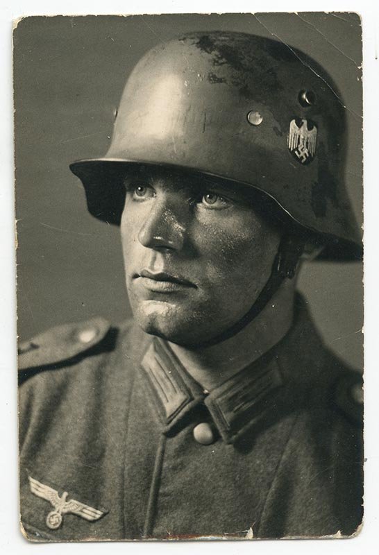 German WW2 soldier with a single decal early helmet - Studio / Portrait ...