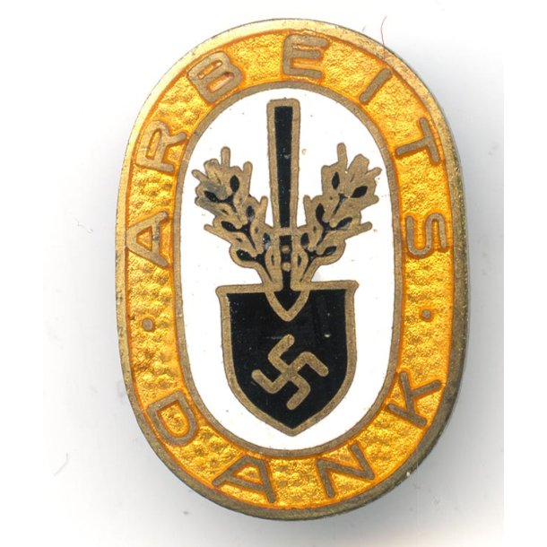 German WW2 RAD Golden 'Arbeits Dank' honor badge 'H. Aurich'