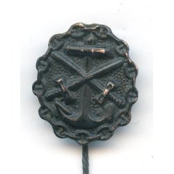 German WW1 Wound badge in black - Naval version -1914 - Stickpin