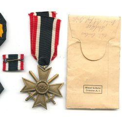 German WW2 War merit cross 2 cl 1939 with swords '53' + Bag