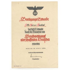 German WW2 HJ Trade competition award document group