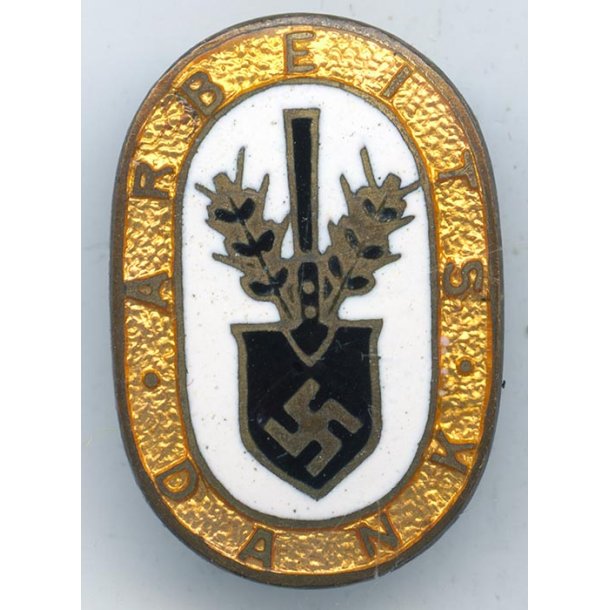 German WW2 RAD Golden 'Arbeits Dank' honor badge 'H. Aurich'