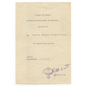 German WW2 Iron Cross award document - Gebirgsj�ger