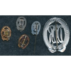 East German DDR Sports Badge in Silver + miniatures