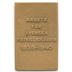 Finnish WWII Swedish Volunteer Corps Bronze Plaque (Svenska Frivilligk�ren 1939�1940)