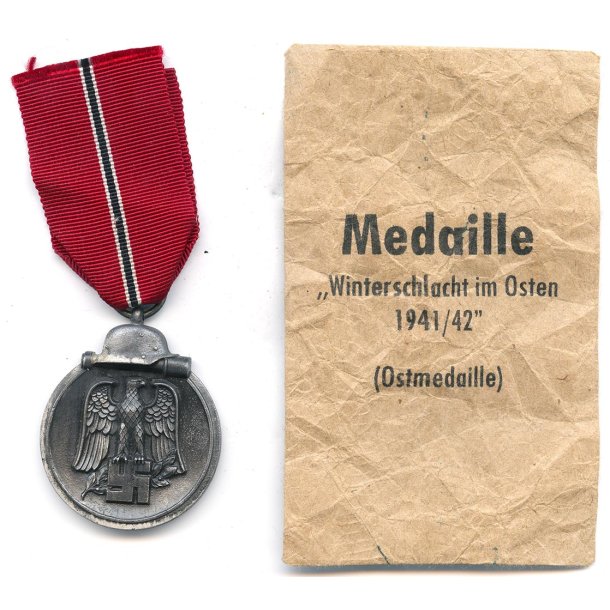 German WW2 Eastern front medal '55' with bag of issue