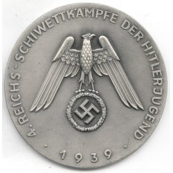 German WW2 Hitler Jugend - 4th National Ski Competition 1939  Prize Medal, By Deschler &amp; Sohn