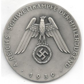 German WW2 Hitler Jugend - 4th National Ski Competition 1939  Prize Medal, By Deschler & Sohn