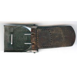 German WW2 Army EM/NCO's combat belt buckle with leather tab