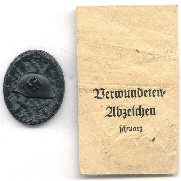 German WW2 Wound badge in black 1939 '129FK', Fritz Kohm, Pforzheim