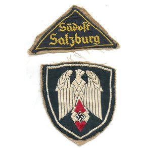 German WW2 HJ Standard Bearer & HJ triangle S�dost Salzburg cut-off insignia set