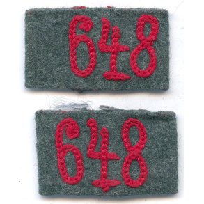 German WW2 Heavy Artillery Rgt 648 (20. Panzer-Division) Slip On Shoulder Strap Slides 
