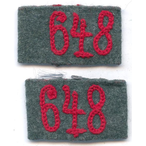 German WW2 Heavy Artillery Rgt 648 (20. Panzer-Division) Slip On Shoulder Strap Slides 