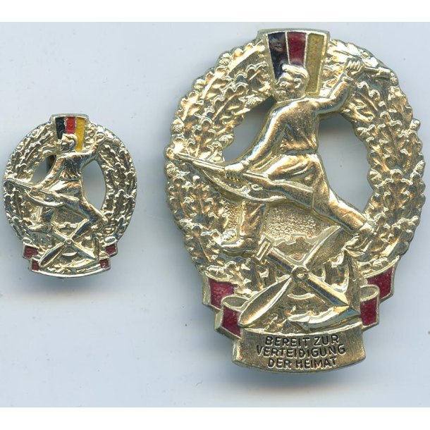 East German DDR "Ready for the Defense of the Homeland" badge + mini