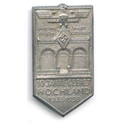 German WW2 HJ "10 Jahre gebiet Hochland 1929-1938" badge