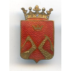 Finnish WW2 Karelia (Karjala) Coat of Arms Enamel Screw-Back Badge