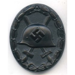 German WW2 Wound badge in black 1939 '129FK', Fritz Kohm, Pforzheim