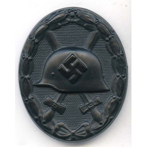 German WW2 Wound badge in black 1939 '129FK', Fritz Kohm, Pforzheim
