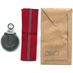 German WW2 Eastern front medal '3' with bag of issue