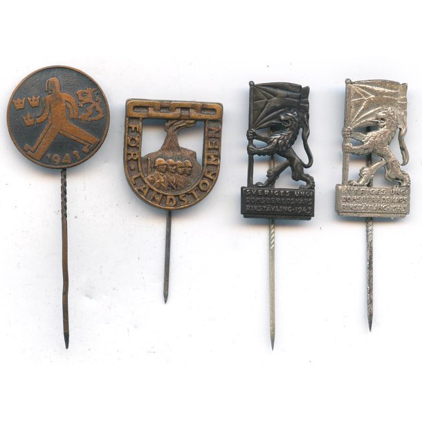 Swedish WW2 4 x pins for the war effort