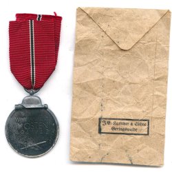 German WW2 Eastern front medal '55' with bag of issue