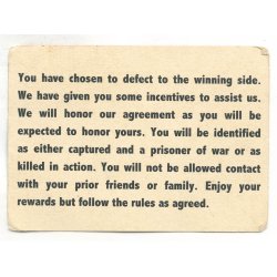 Vietnam War, NVA/Vietcong North Vietnamese propaganda card