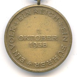 German WW2 October 1 1938 Commemorative Medal