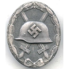 German WW2 Wound badge in silver 1939 '100 + L55' (Double marked)