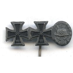German WW2 Iron cross 1 &amp; 2nd class + Wound badge miniature stickpin