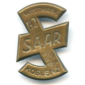 German WW2 Hj Westmark-Saar-Koblenz Rally Badge 1934