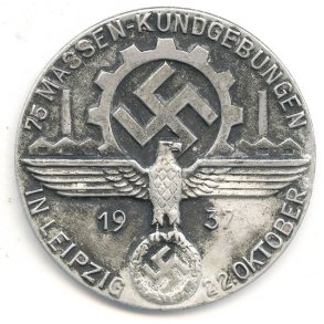 German WW2 DAF 75 Massen-Kundgebung in Leipzig 22. Oktober 1937 Token
