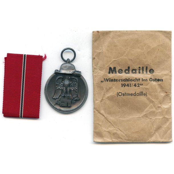 German WW2 Eastern front medal with bag of issue '23'
